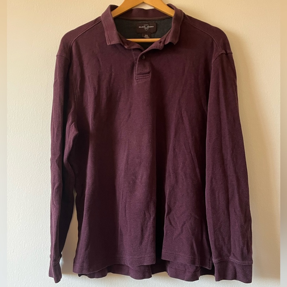 Men's Burgundy Long Sleeve Polo Shirt